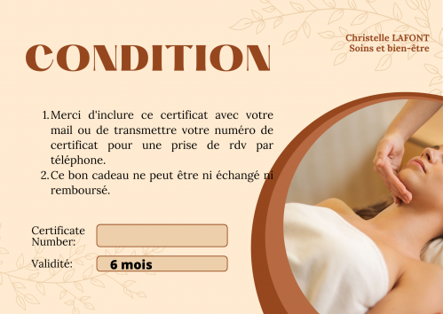 Cream brown modern spa massage gift certificate 1
